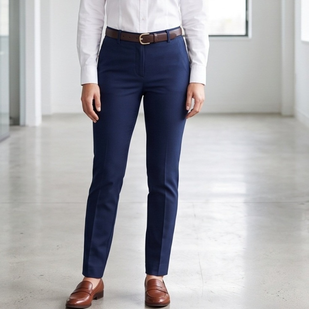 Mango MNG Womens Navy Dress Pants Size 8 Slim Fit Stretch Professional‎ Trousers